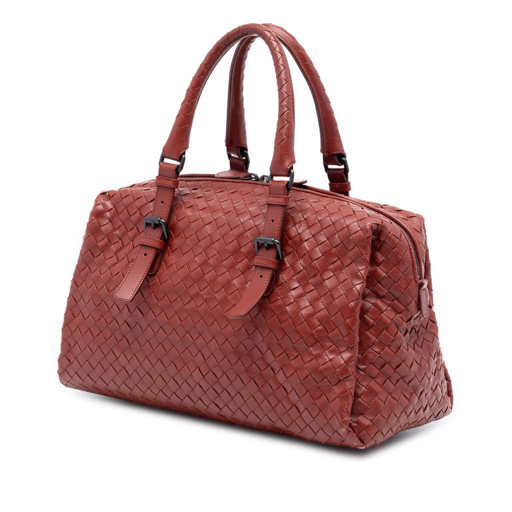Bottega Veneta Nappa Intrecciato Boston Bag Red Leather Very good - Back View