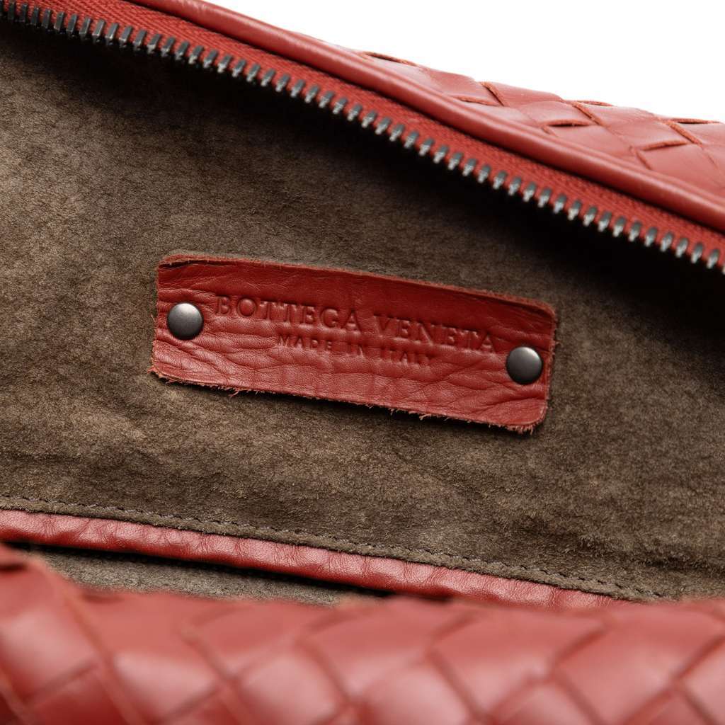 Bottega Veneta Nappa Intrecciato Boston Bag Red Leather Very good - Box View