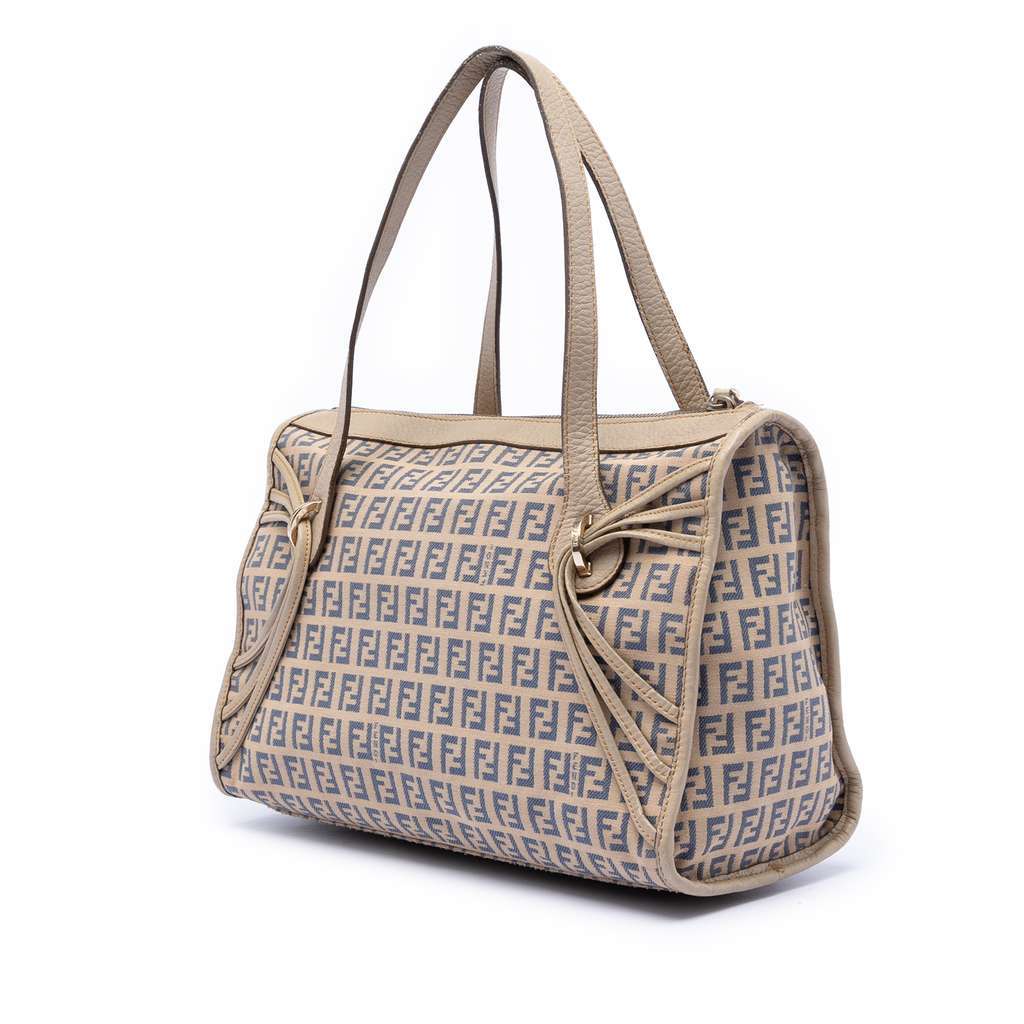 Fendi Zucchino Canvas Tote Beige Canvas Very good - Back View