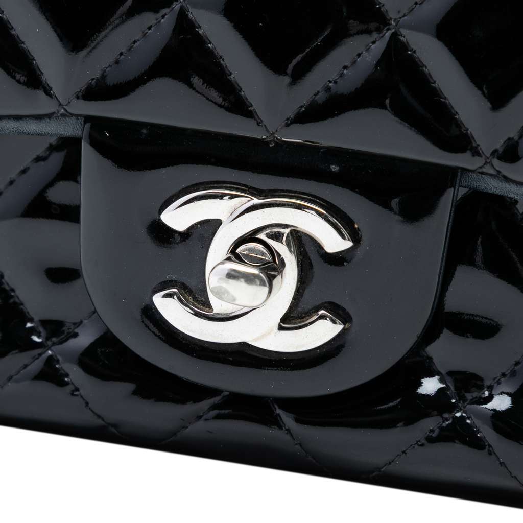 Chanel Mini Rectangular Classic Patent Single Flap Black Leather Very good condition - Box View