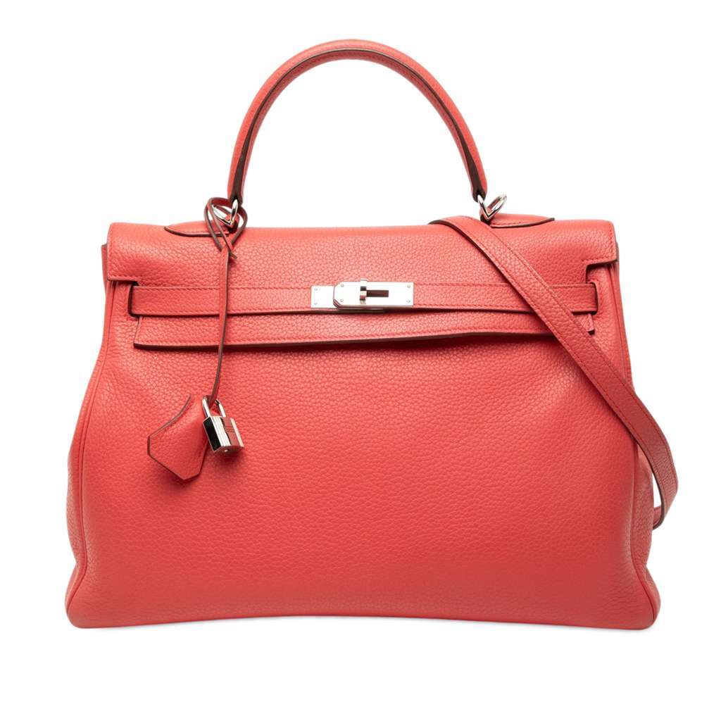 Hermès Clemence Kelly II Retourne 35 Red Leather Very good - Front View