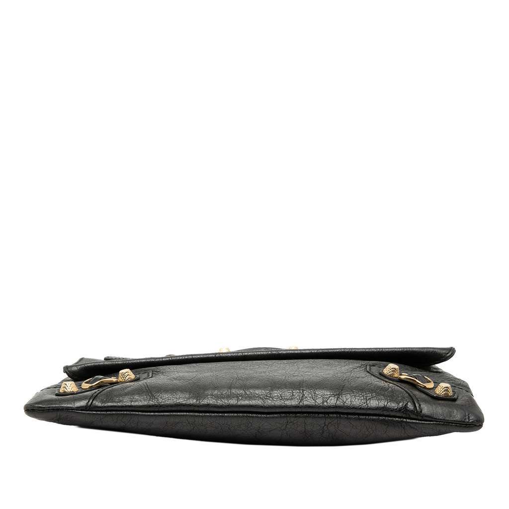 Balenciaga Lambskin Motocross Giant 12 Envelope Clutch Black Leather Very good condition - Inside View