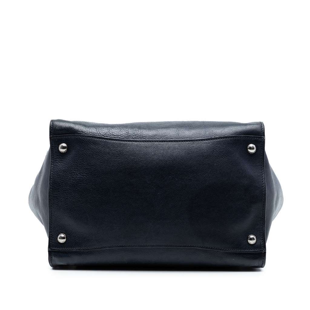 Prada Glace Calf Twin Pocket Double Handle Satchel Blue Leather Very good - Inside View