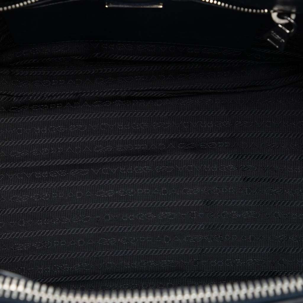 Prada Glace Calf Twin Pocket Double Handle Satchel Blue Leather Very good - Model View