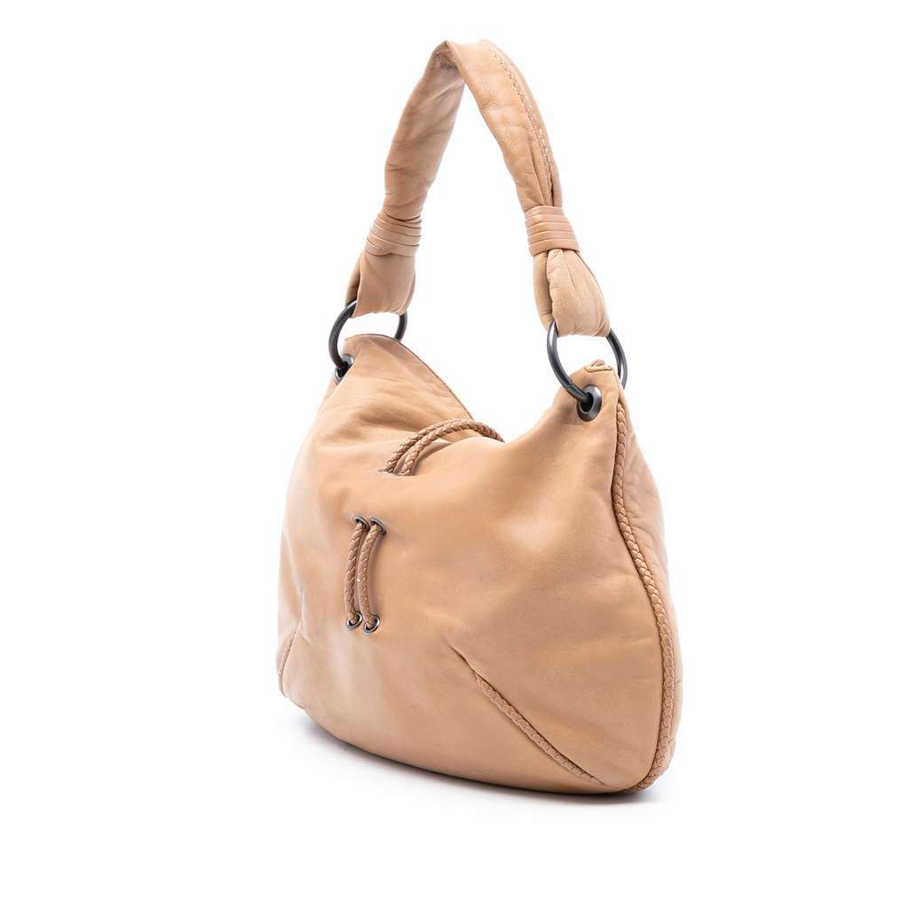 Bottega Veneta Leather Braided Shoulder Bag Brown Leather Very good - Back View