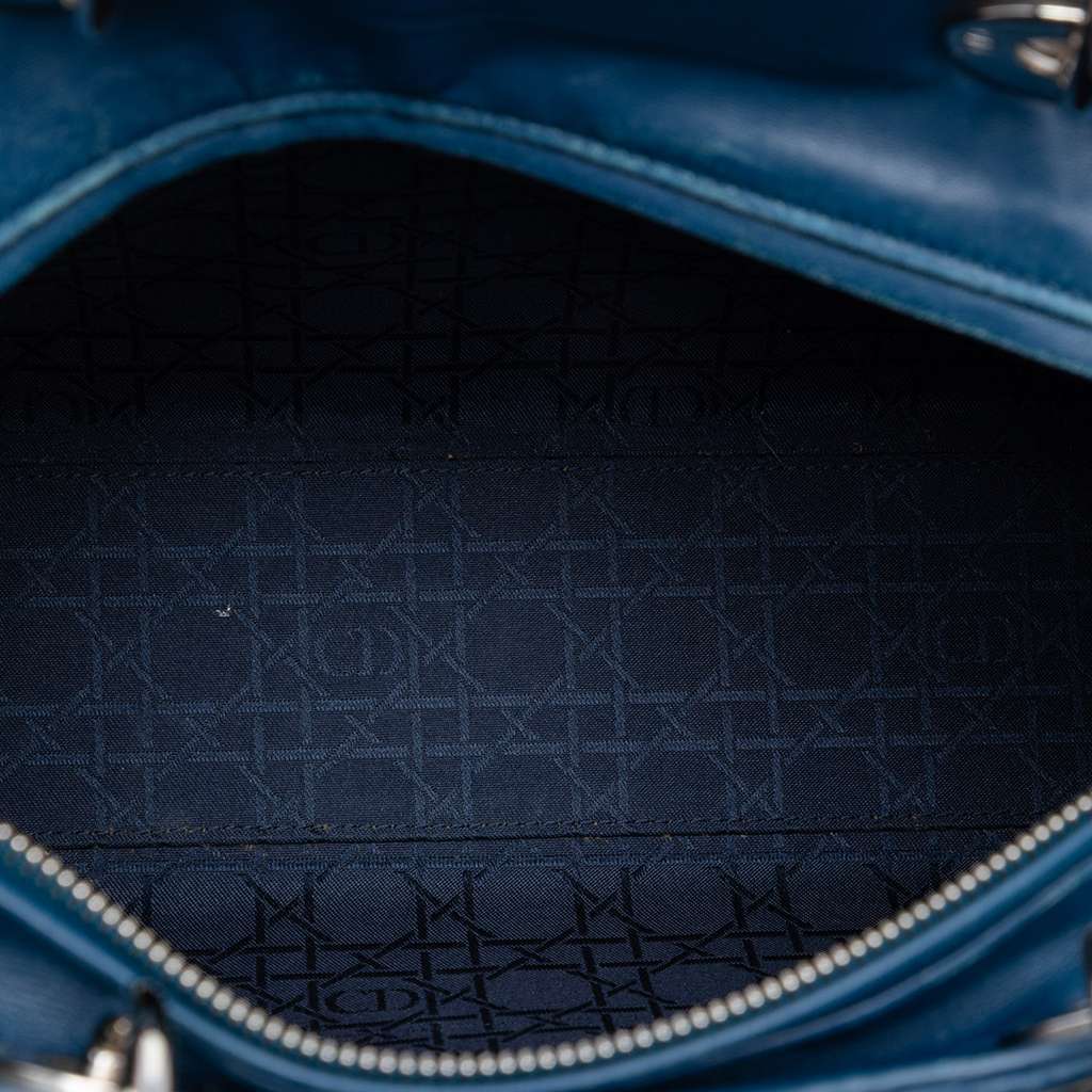 Dior Large Lambskin Cannage Lady Dior Blue Leather Very good - Model View