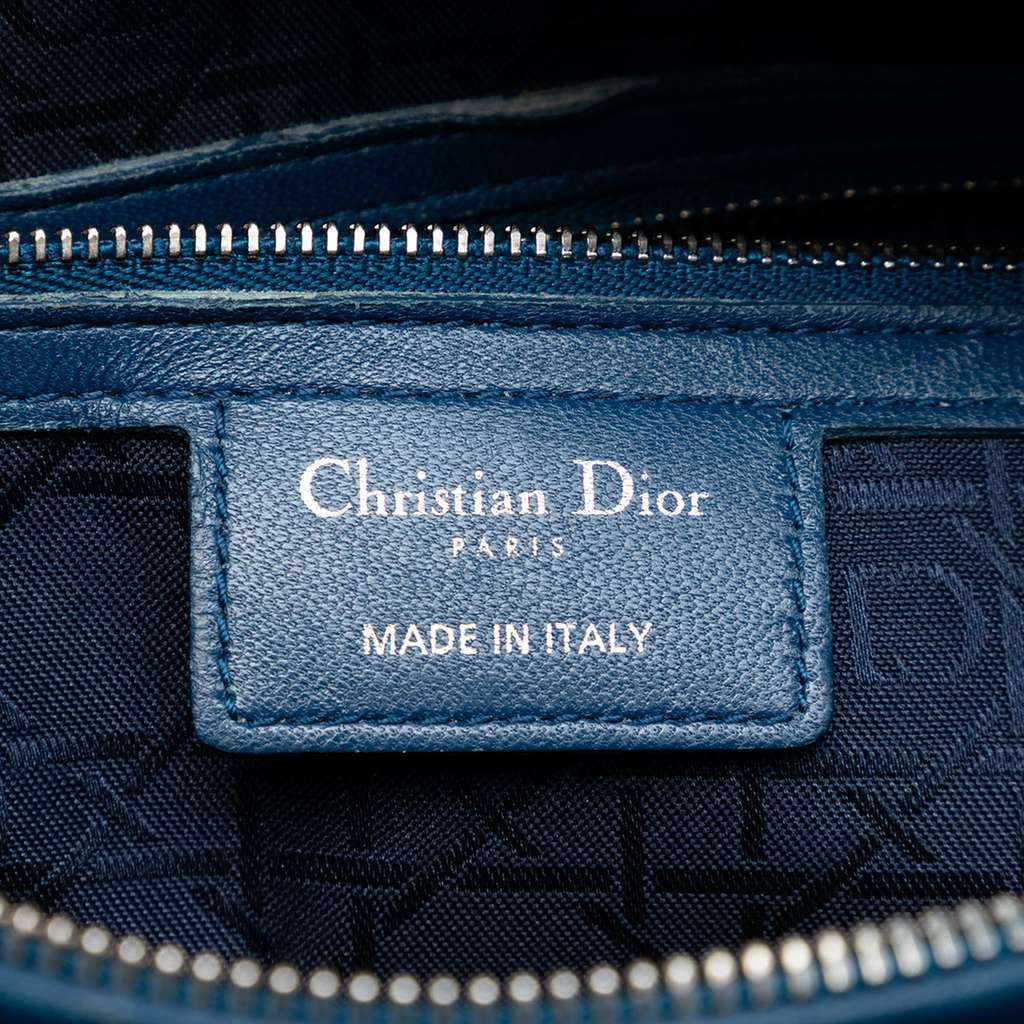 Dior Large Lambskin Cannage Lady Dior Blue Leather Very good - Box View