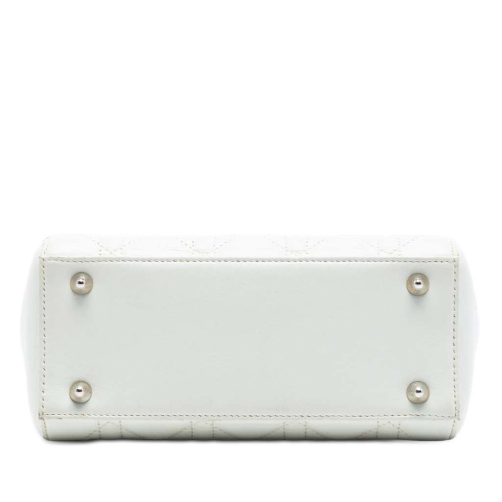 Dior Lambskin Cannage Lady Dior Double Chain Bag White Leather Very good condition - Inside View