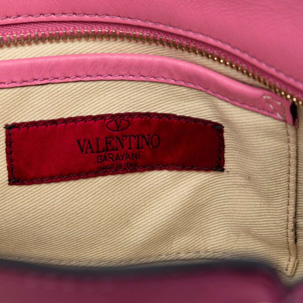 Valentino Mini Leather Rockstud Double Handle Tote Pink Leather Very good condition - Box View