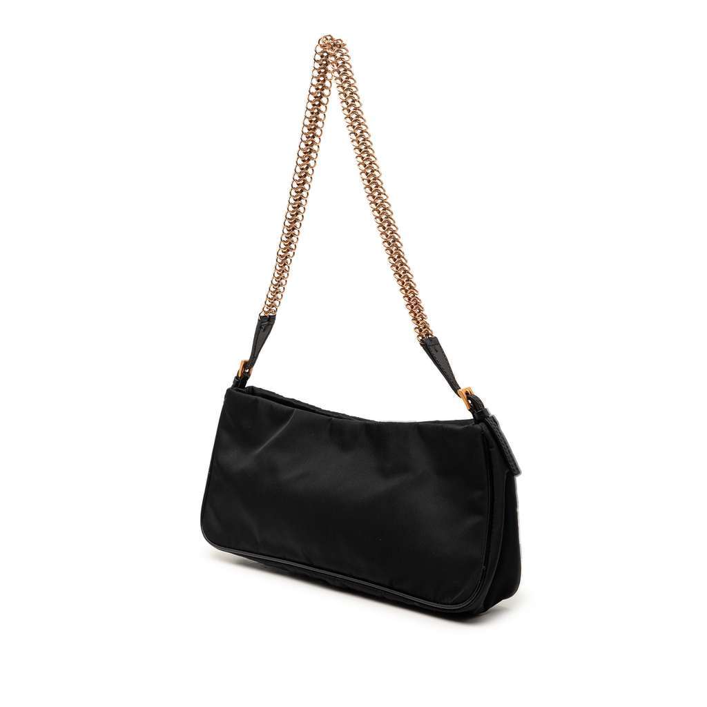 Prada Tessuto Chain Shoulder Bag Black Very good - Back View