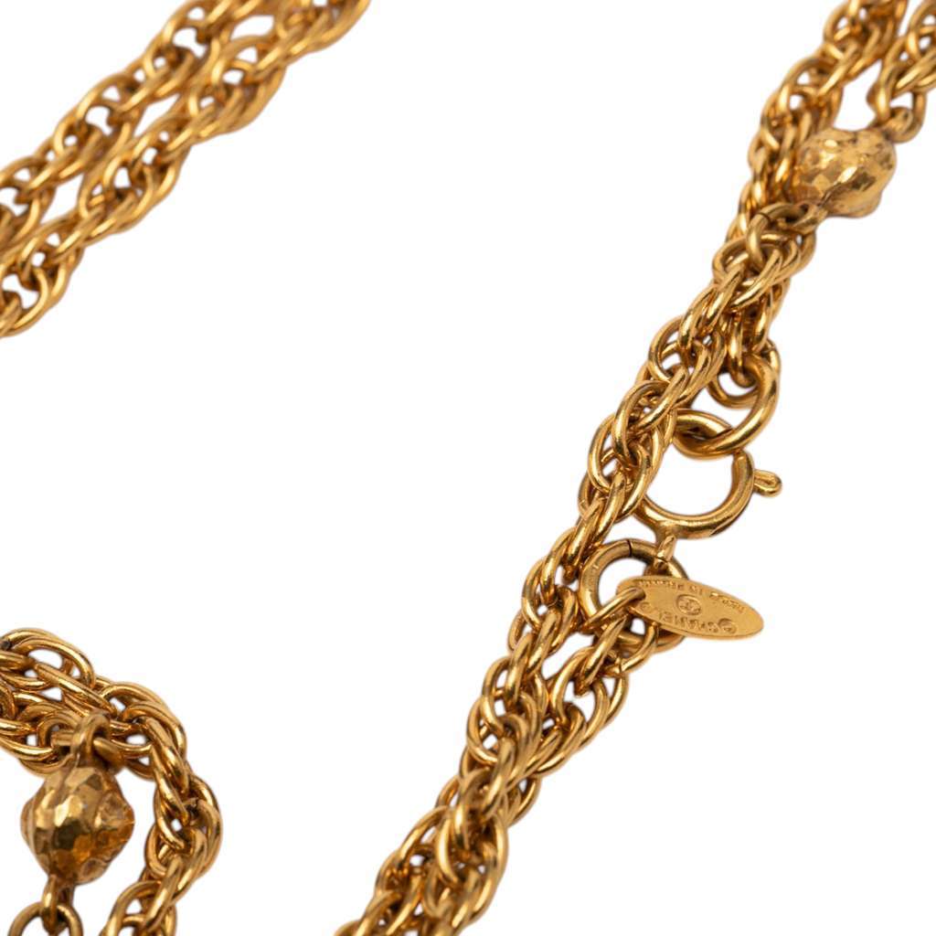 Chanel CC Gold Plated Station Chain Long Necklace Gold Metal Very good - Inside View