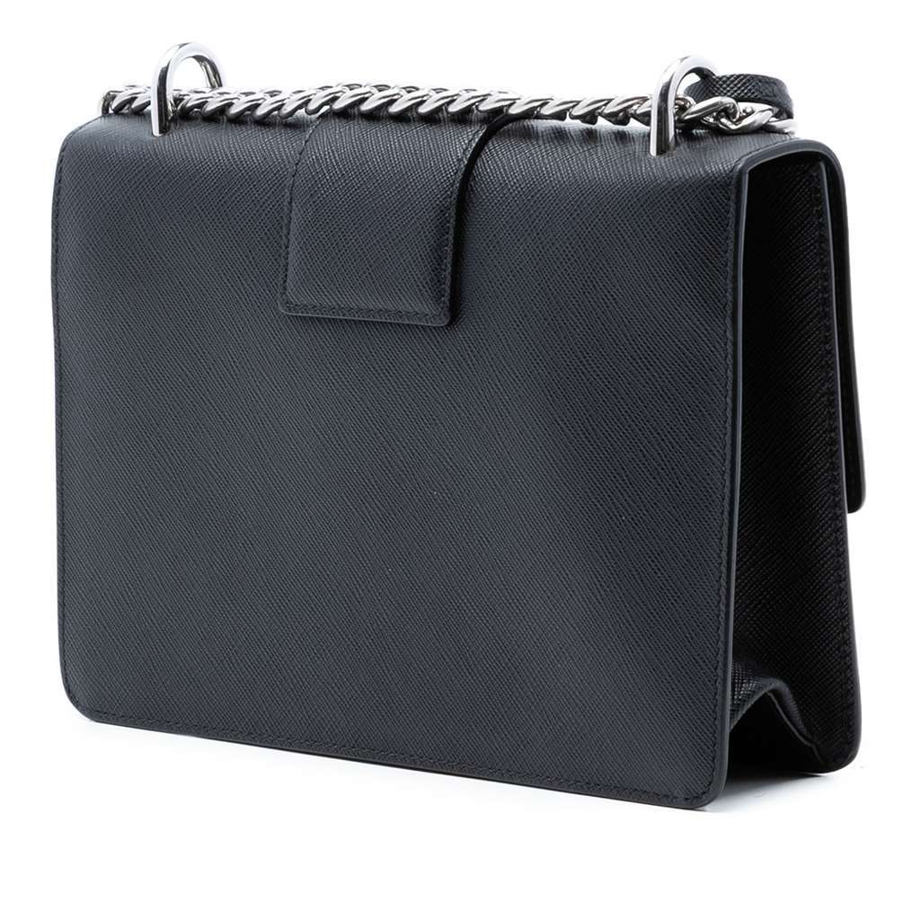 Prada Saffiano Lux Sound Lock Crossbody Black Leather Very good condition - Back View