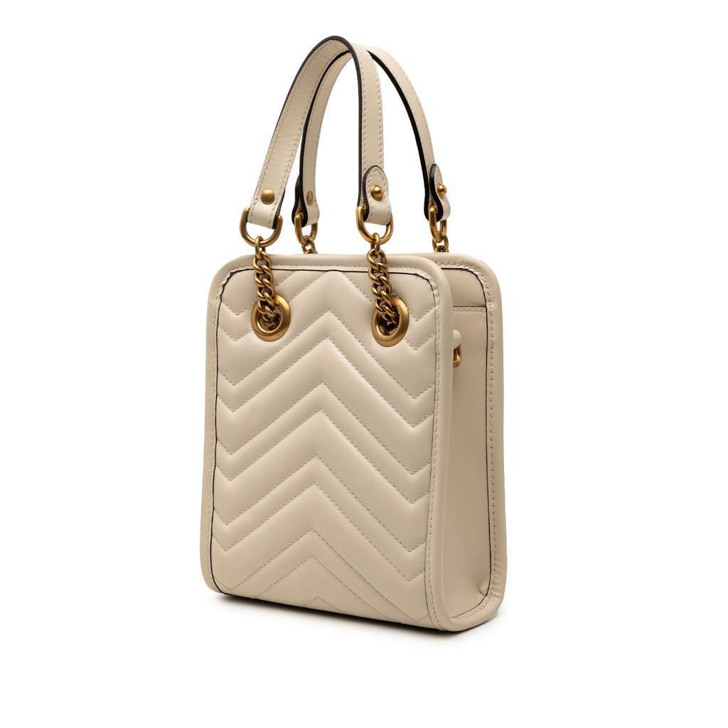 Gucci Mini GG Marmont Matelasse Leather Satchel Brown Leather Very good - Back View