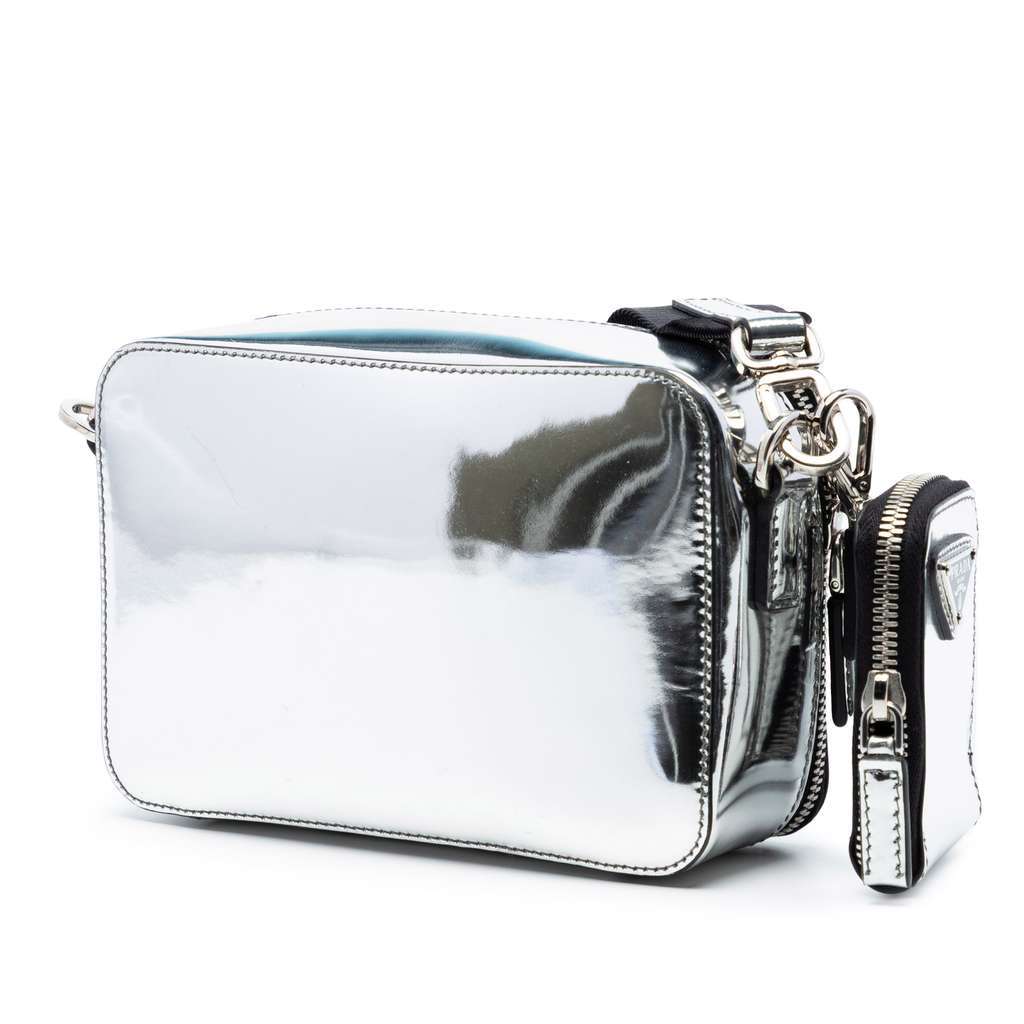 Prada Small Spazzolato Brique Crossbody Silver Leather Very good - Back View