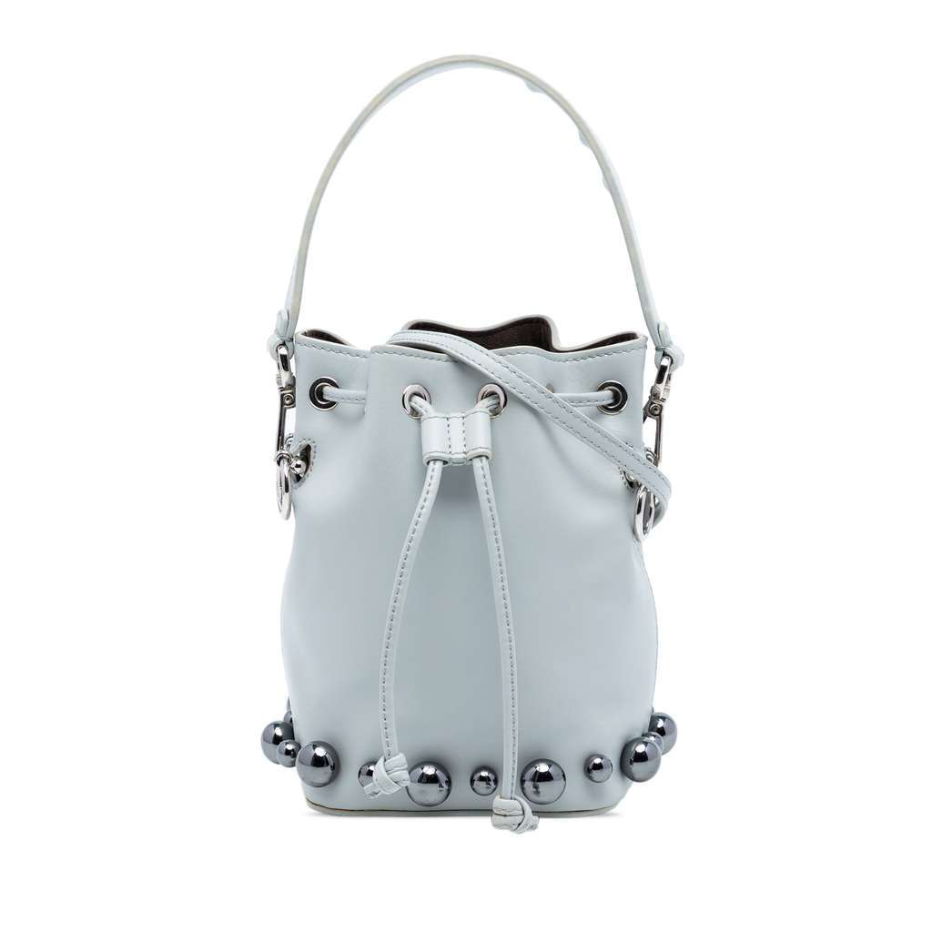 Fendi Mini Leather Pearl Mon Tresor Bucket Bag Grey Leather Very good - Front View