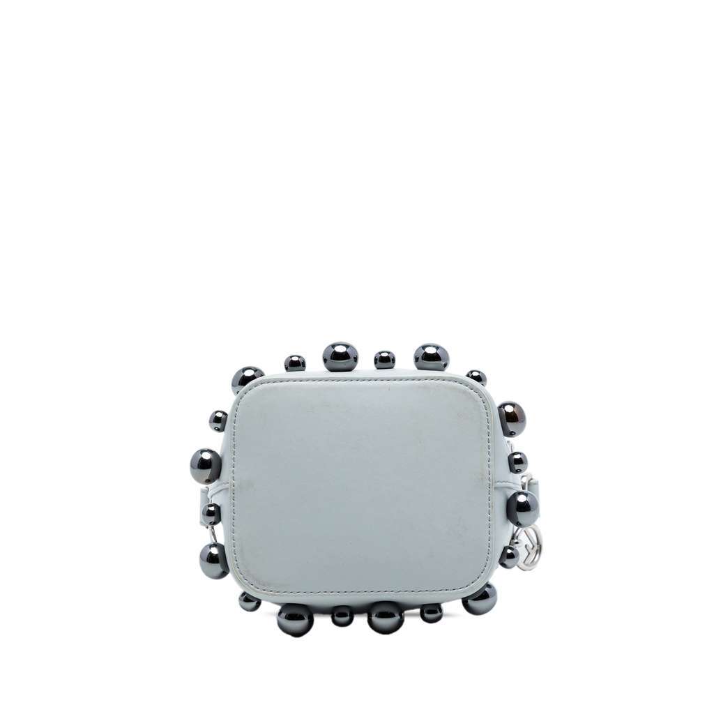 Fendi Mini Leather Pearl Mon Tresor Bucket Bag Grey Leather Very good - Inside View
