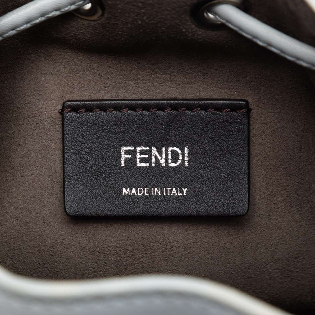 Fendi Mini Leather Pearl Mon Tresor Bucket Bag Grey Leather Very good - Box View
