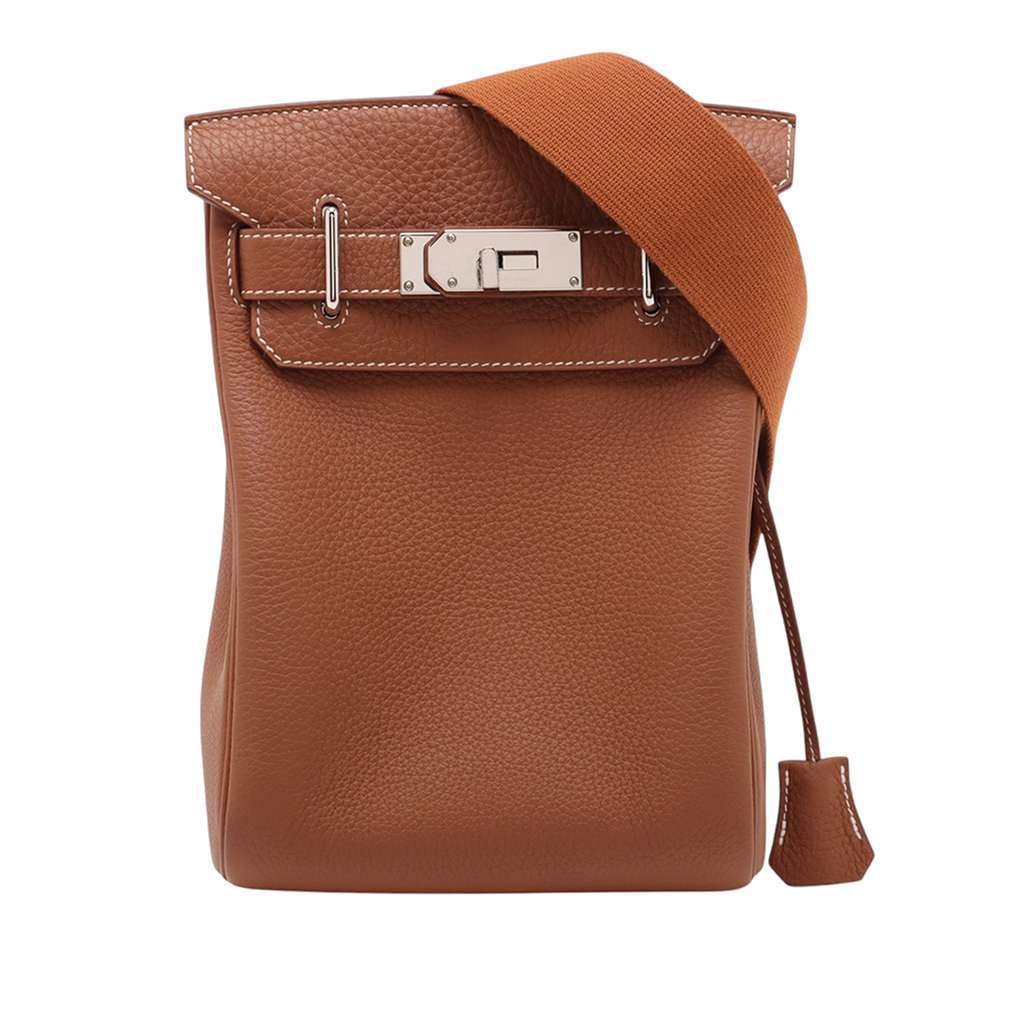 Hermès Togo Kelly Hac A Dos PM Brown Leather Very good - Front View
