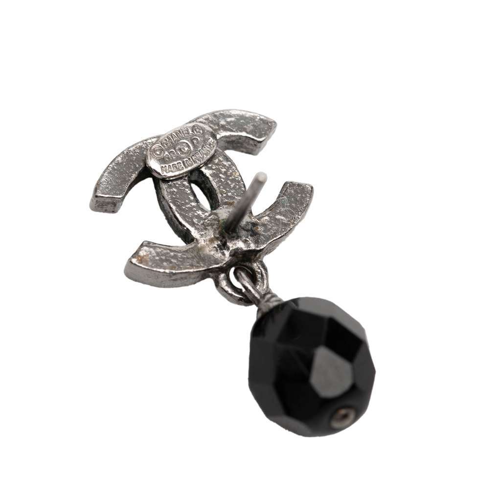 Chanel CC Brass Beaded Swing Push Back Earrings Silver Brass Very good - Inside View