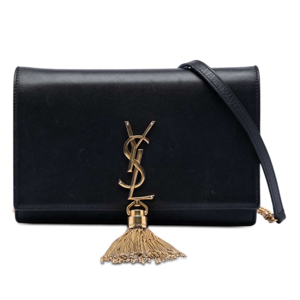 Saint Laurent Smooth Calfskin Monogram Kate Tassel Chain Wallet Black Leather Very good - Front View