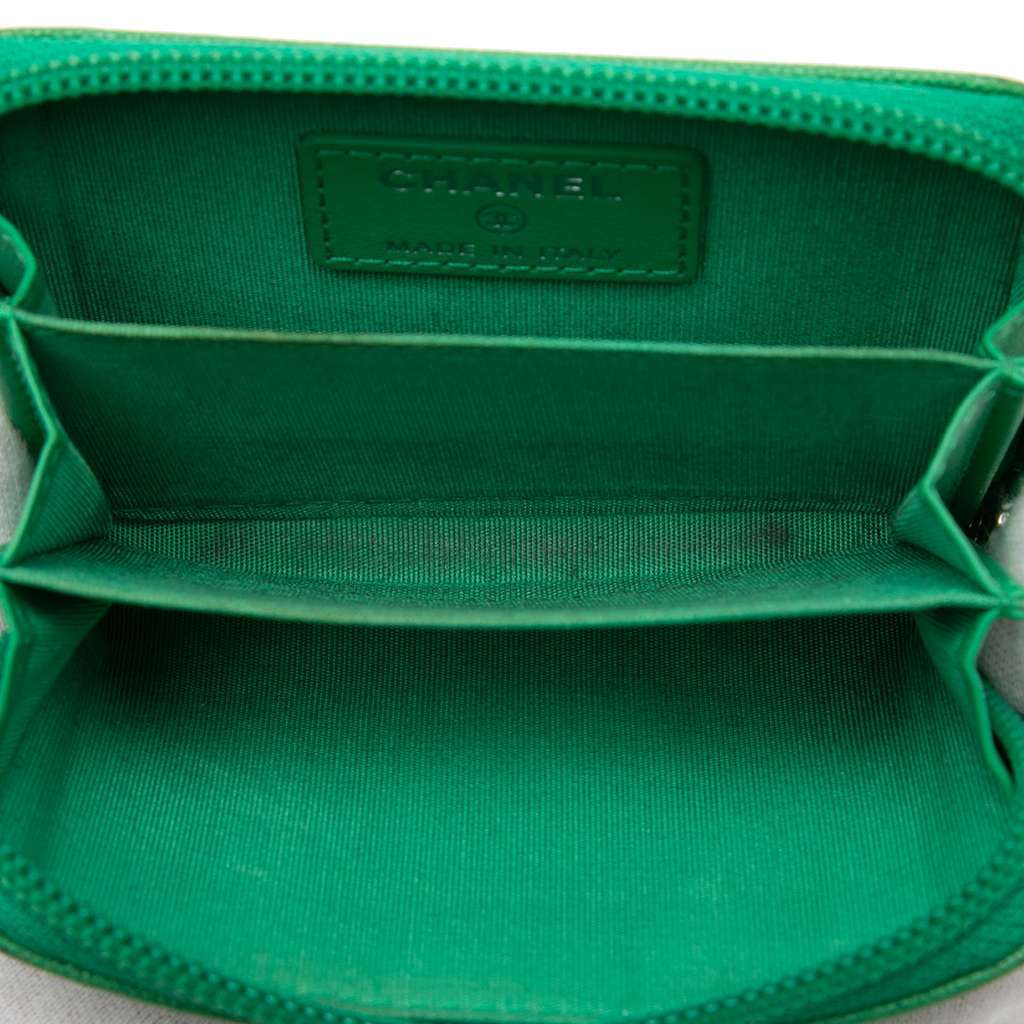 Chanel Quilted Caviar Boy Coin Pouch Green Leather Very good - Model View
