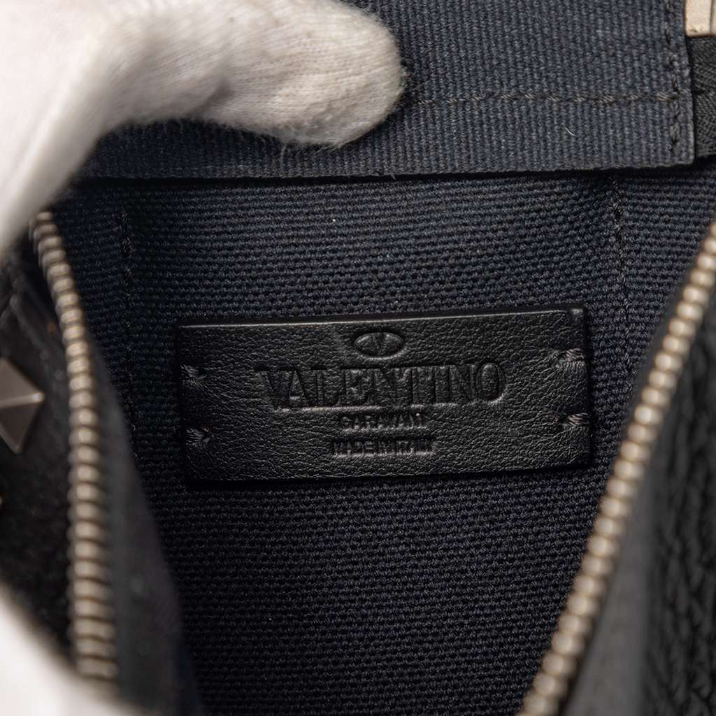 Valentino Grainy Calfskin Rockstud Convertible Sling Bag Black Leather Very good - Box View