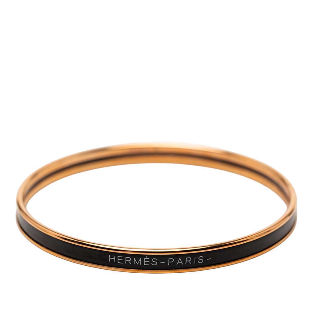 Hermès Extra Narrow Enamel Uni Bangle 62 Black Very good - Model View