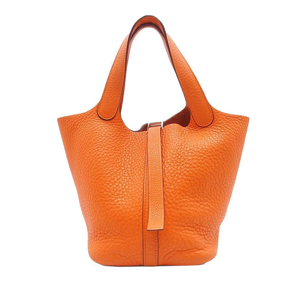 Hermès Clemence Picotin Lock 18 Orange Leather Very good - Front View