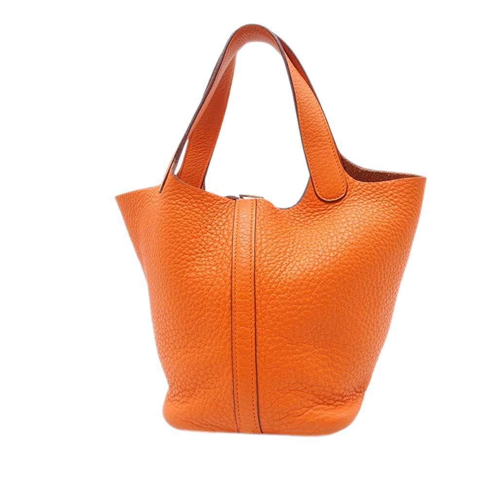 Hermès Clemence Picotin Lock 18 Orange Leather Very good - Back View