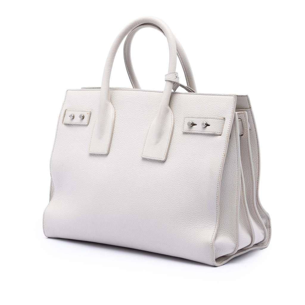 Saint Laurent Small Grained Calfskin Supple Sac De Jour Satchel White Leather Very good - Back View
