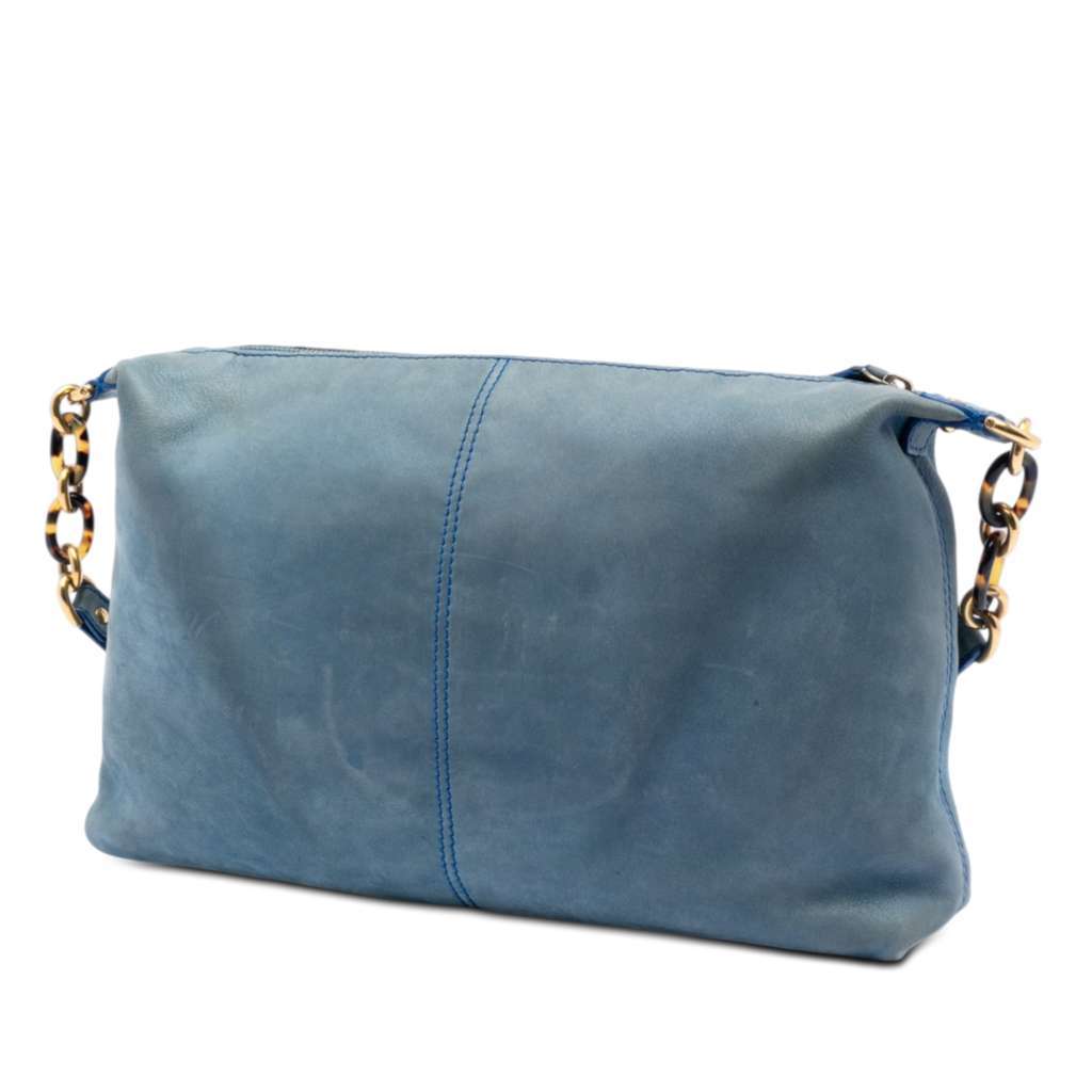 Fendi Metallic Calfskin Vitello Savana Forever Crossbody Blue Leather Very good - Back View
