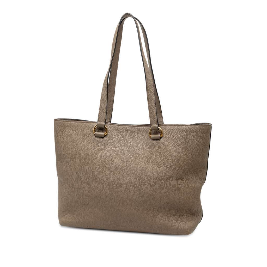 Prada Vitello Daino Canapa Logo Tote Brown Leather Very good - Back View