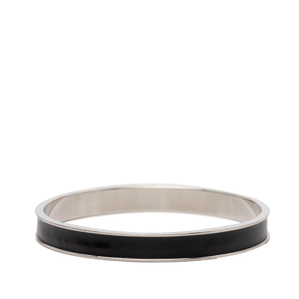 Hermès Palladium Plated Leather Kelly Cadena Lock Bangle Bracelet Silver Metal Very good - Inside View
