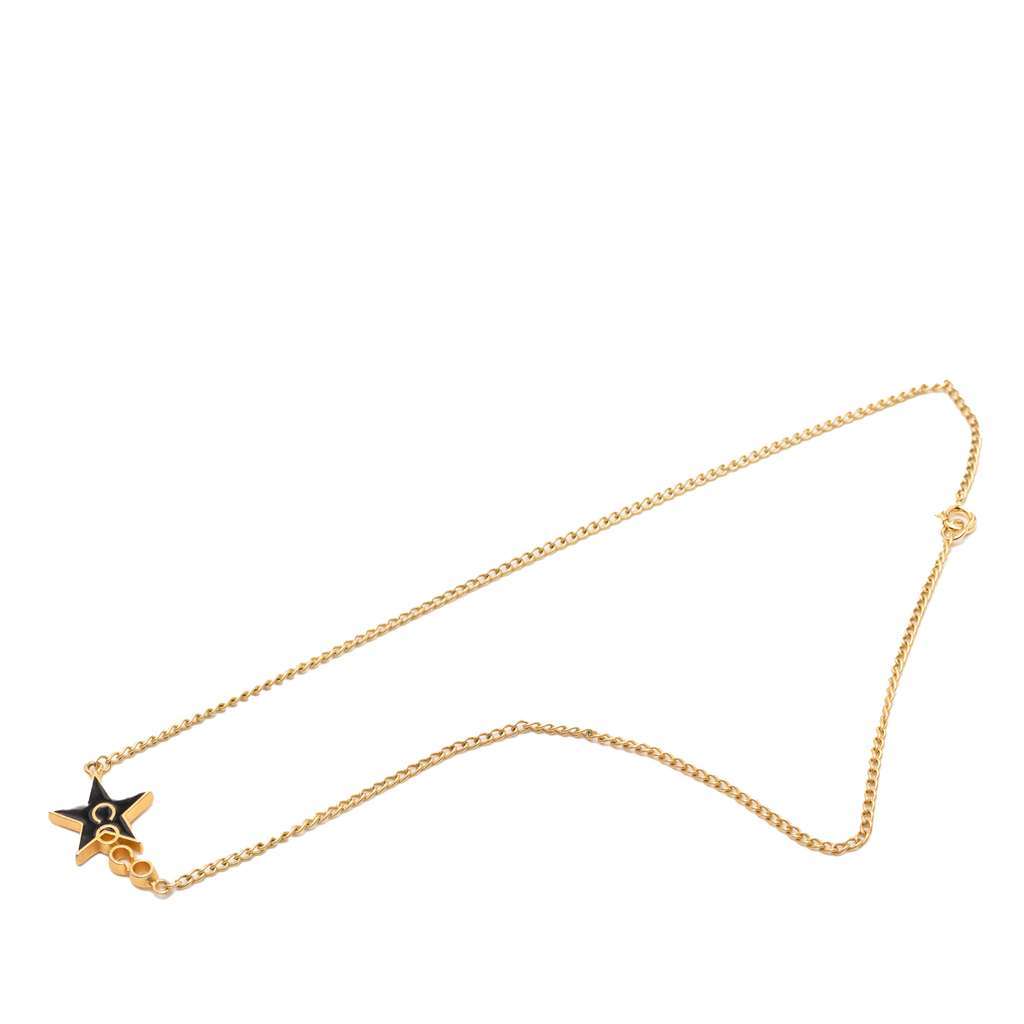 Chanel Gold Plated Enamel Coco Star Pendant Necklace Gold Metal Very good - Front View
