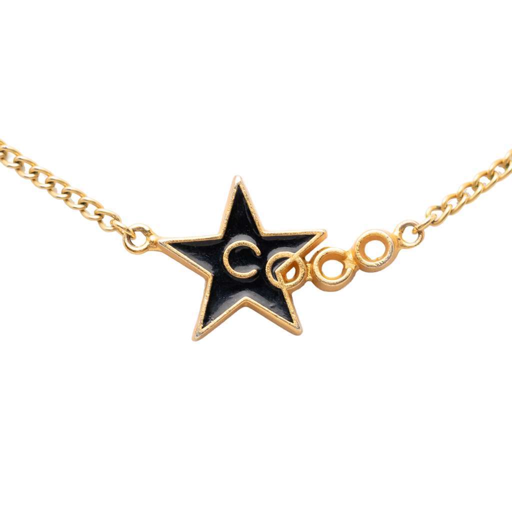 Chanel Gold Plated Enamel Coco Star Pendant Necklace Gold Metal Very good - Back View