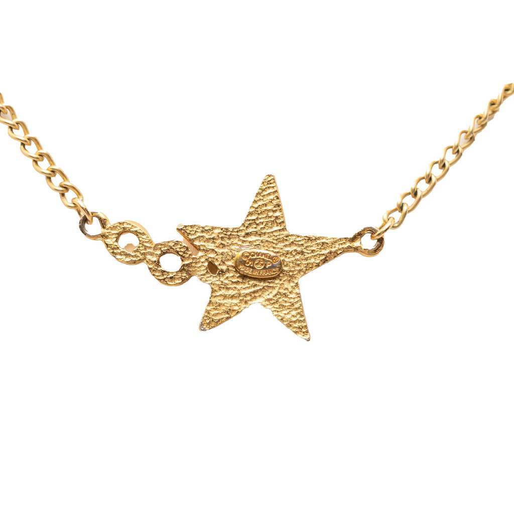 Chanel Gold Plated Enamel Coco Star Pendant Necklace Gold Metal Very good - Inside View