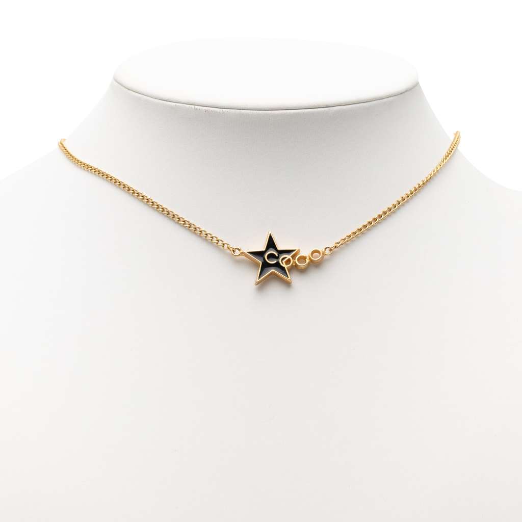 Chanel Gold Plated Enamel Coco Star Pendant Necklace Gold Metal Very good - Box View