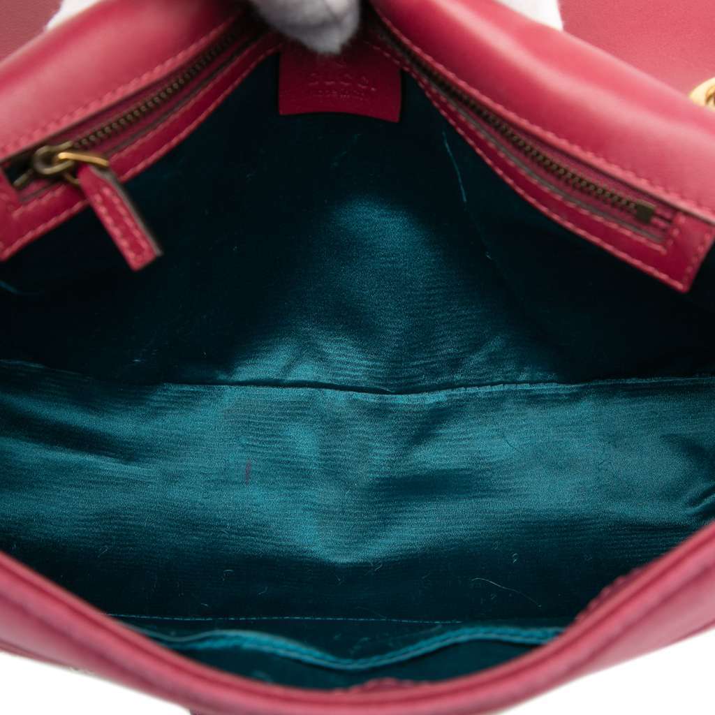 Gucci Large GG Marmont Matelasse Velvet Embroidered Blind For Love Shoulder Bag Pink Velvet Very good - Model View