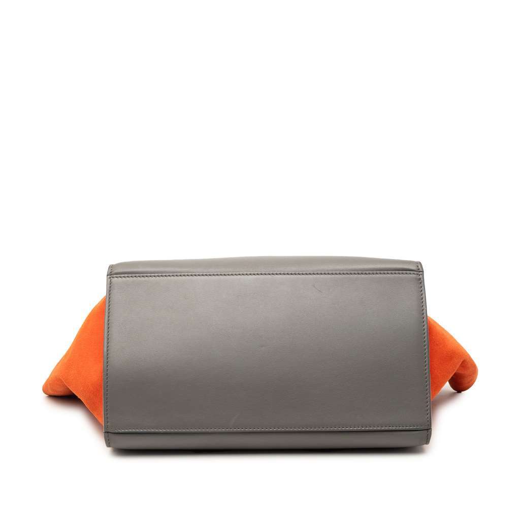Celine Medium Tricolor Calfskin and Suede Trapeze Satchel Grey Leather Very good - Inside View