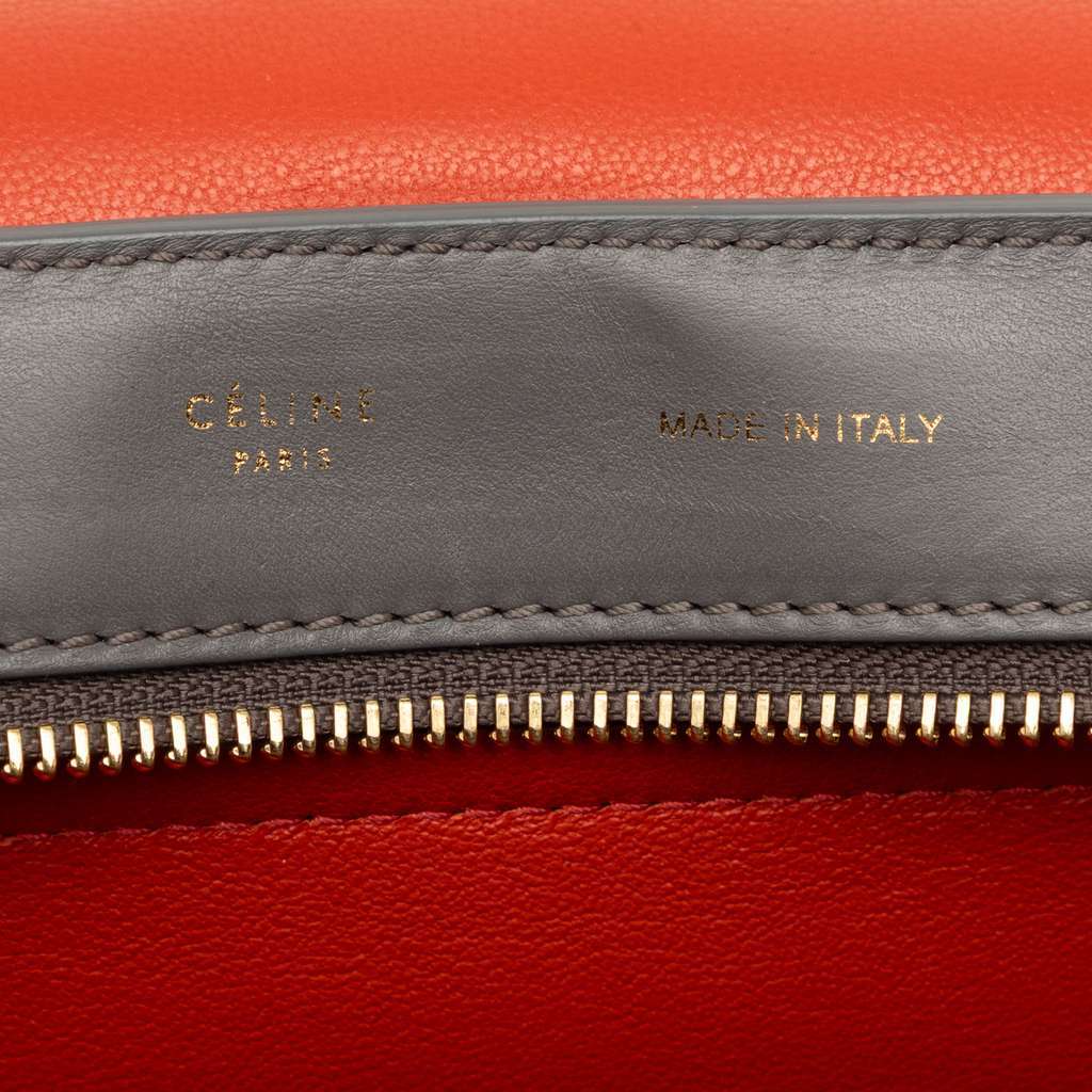 Celine Medium Tricolor Calfskin and Suede Trapeze Satchel Grey Leather Very good - Box View