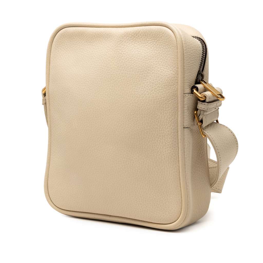 Gucci Grained Calfskin Logo Crossbody Brown Leather Very good - Back View