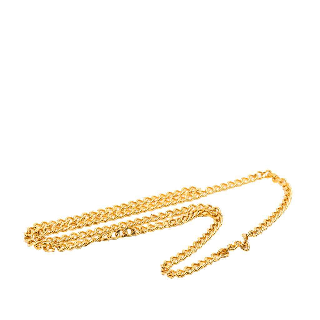 Chanel Gold Plated Double Strand Link Chain Necklace Gold Metal Very good - Model View