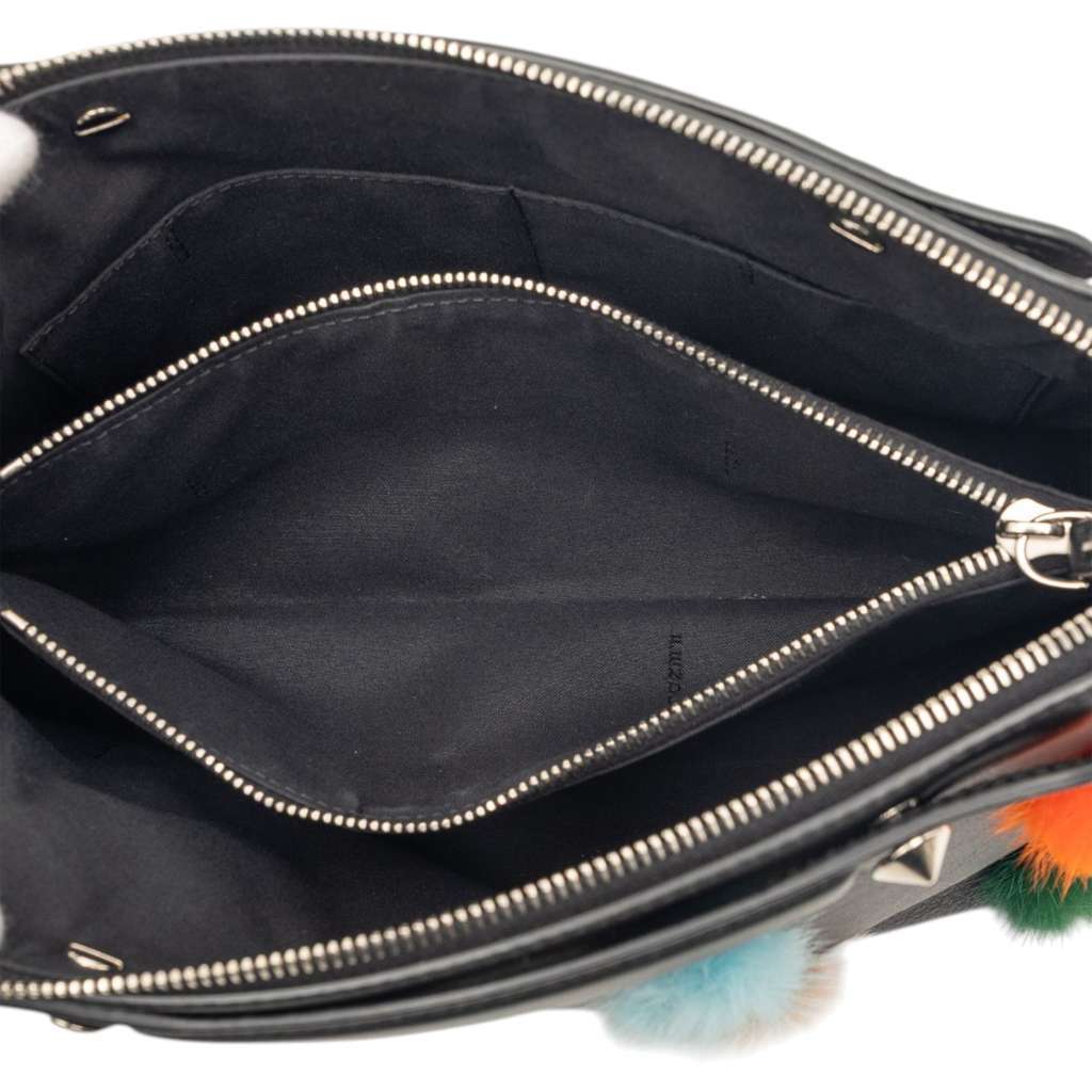 Fendi Medium Leather Pompom By The Way Satchel Black Leather Very good - Model View