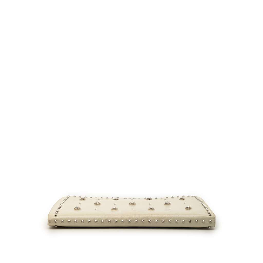 Miu Miu Faux Pearl Studded Leather Clutch White Leather Very good - Inside View