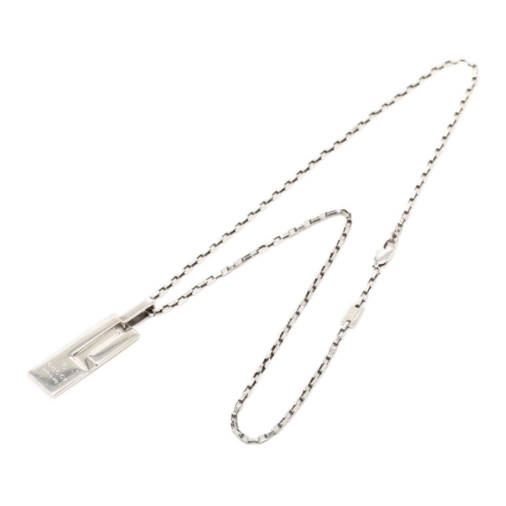 Gucci Sterling Silver G Plate Pendant Necklace Silver Silver Very good - Front View