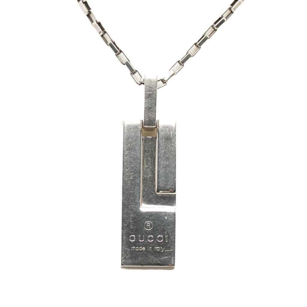 Gucci Sterling Silver G Plate Pendant Necklace Silver Silver Very good - Back View