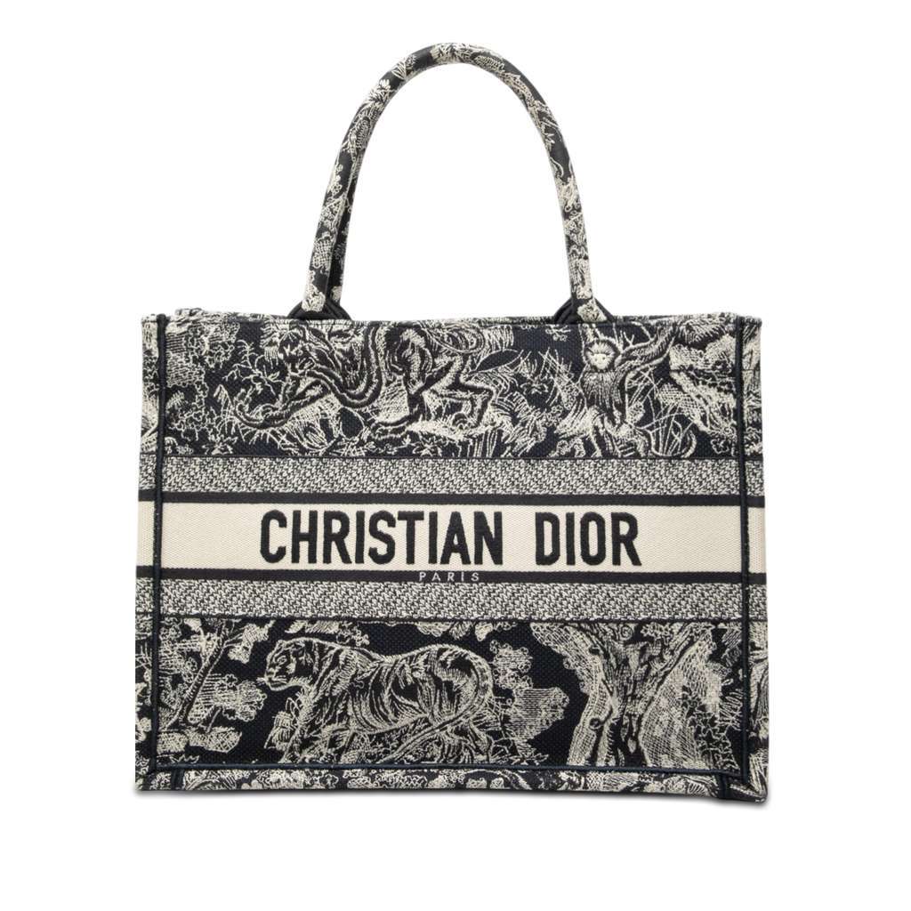 Dior Medium Canvas Embroidered Reverse Dioriviera Toile De Jouy Book Tote Blue Canvas Very good condition - Front View