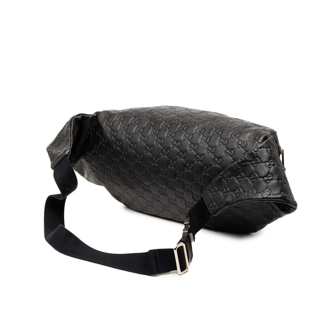 Gucci Guccissima Web Belt Bag Black Leather Very good condition - Back View