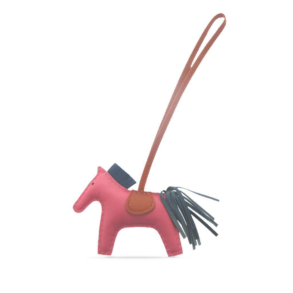 Hermès Milo Lambskin and Swift Grigri Rodeo Bag Charm PM Pink Leather Very good - Front View