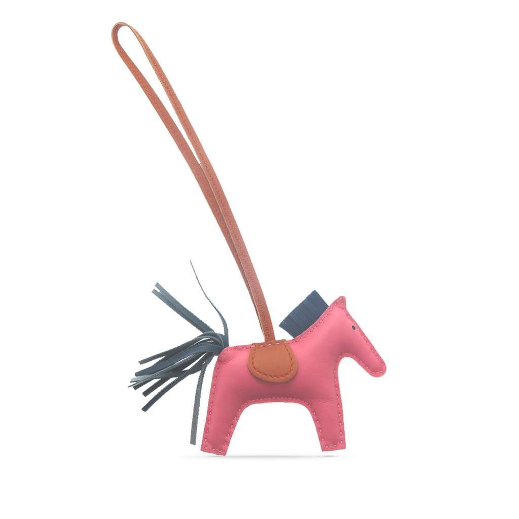 Hermès Milo Lambskin and Swift Grigri Rodeo Bag Charm PM Pink Leather Very good - Back View
